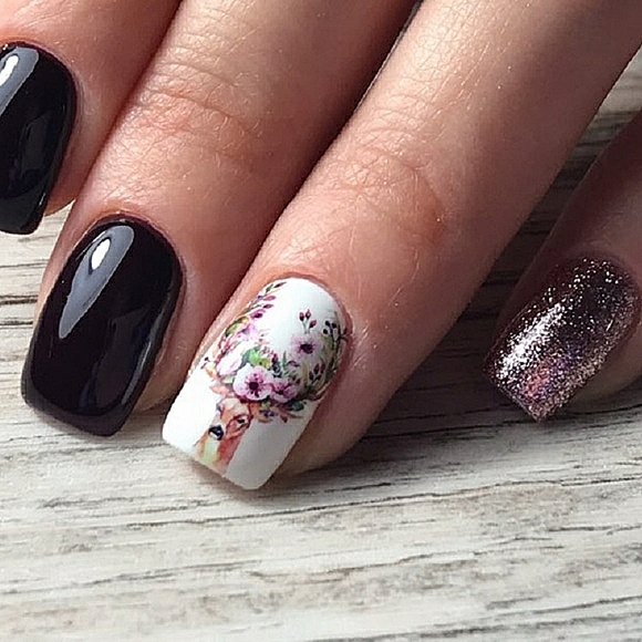 💐4/$16💐 Floral Deer Nail Decals - Picture 1 of 2